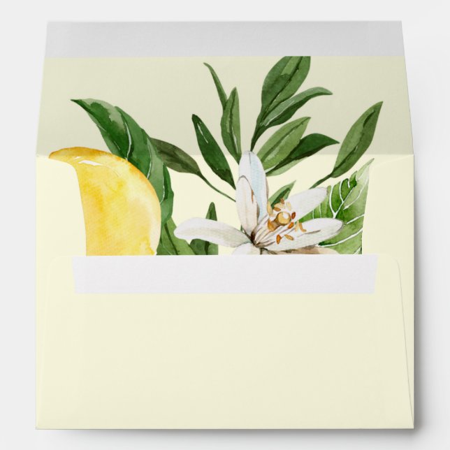 Modern Lemon Garden | Yellow Wedding Invitation Envelope (Back (Bottom))