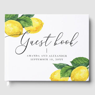 Modern Lemon Grove Wedding   Watercolor Botanical  Guest Book
