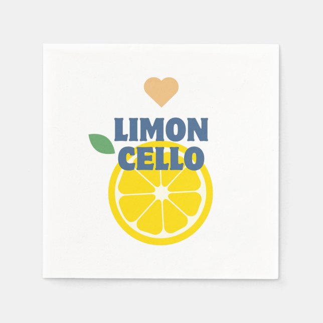 Modern Lemon Heart Limoncello White  Napkin (Front)