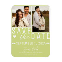 Modern Lemon Lime Save the Date 2 Photo Wedding