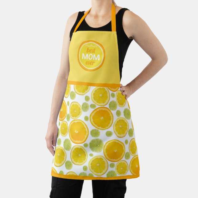 Modern Lemon pattern personalised Apron (Insitu)