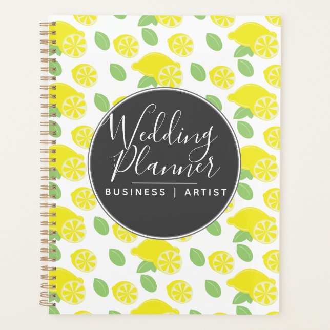 Modern Lemon Pattern Yellow Wedding Planner (Front)