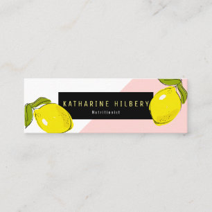 Modern Lemon Pink White Block Mini Business Card
