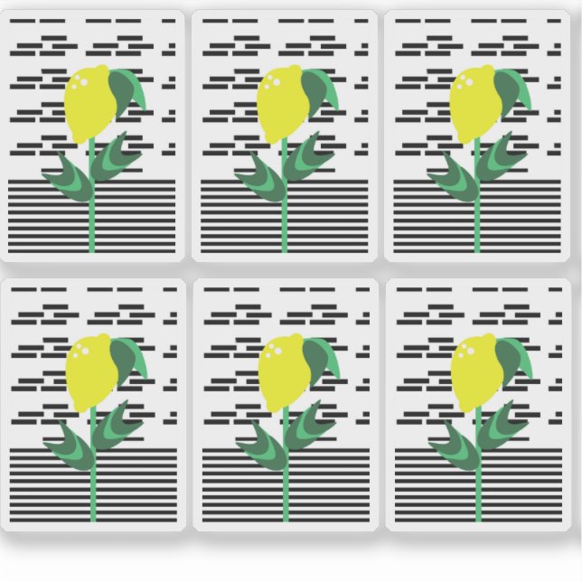 Modern Lemon Plant Sticker Set (Front)