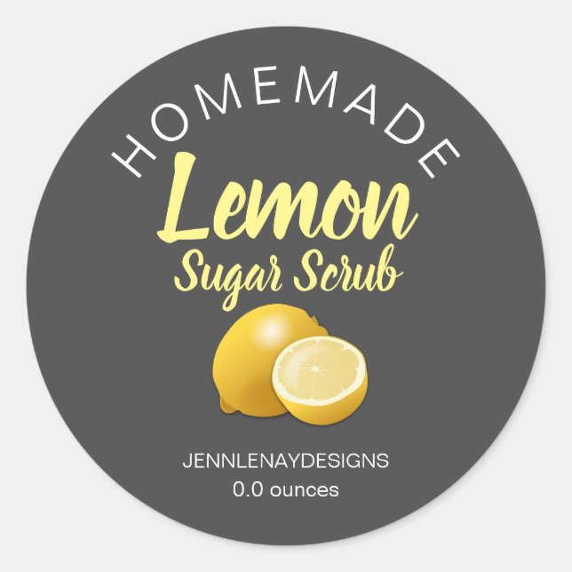 Modern Lemon Sugar Scrub Homemade DIY Labels (Front)