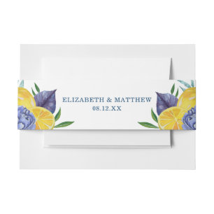 Modern Lemon Summer Wedding Invitation Belly Band