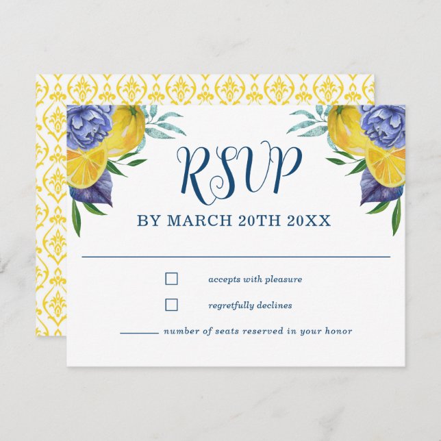 Modern Lemon Summer Wedding RSVP (Front/Back)