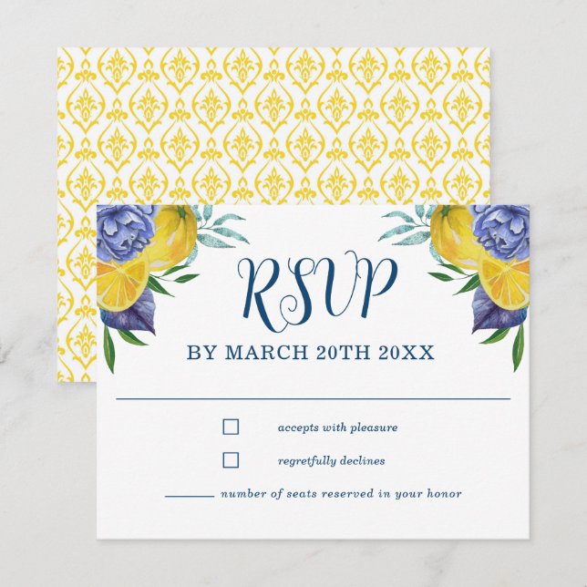 Modern Lemon Summer Wedding RSVP Card (Front/Back)