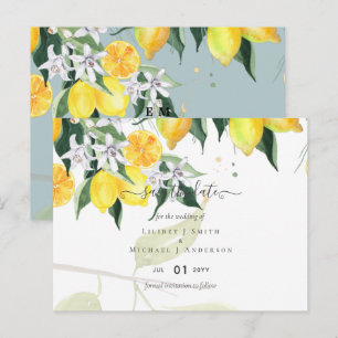 Modern Lemon Tree Wedding Save The Date Postcard