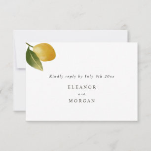 Modern lemon watercolor wedding RSVP Invitation