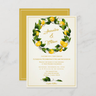 Modern Lemon Wreath Garden   Wedding Invitation