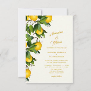 Modern Lemon Wreath Garden   Wedding Invitation