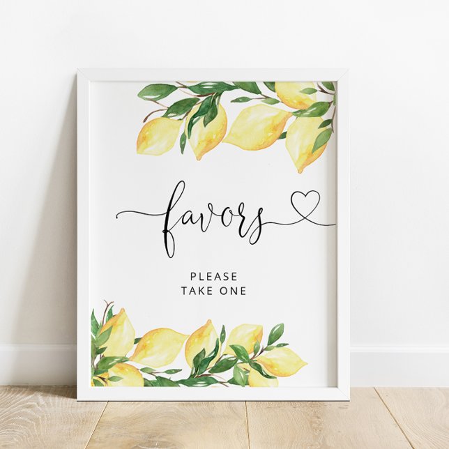 Modern Lemon Yellow Citrus Shower Favours Sign (Creator Uploaded)