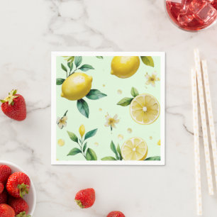 Modern lemon yellow floral script bridal shower napkin