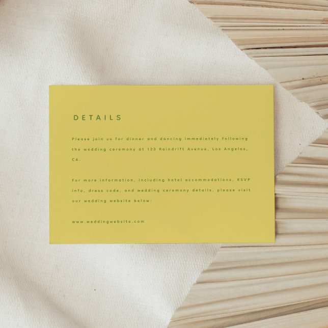 Modern Lemon Yellow Wedding Details & Website Enclosure Card (Creator Uploaded)