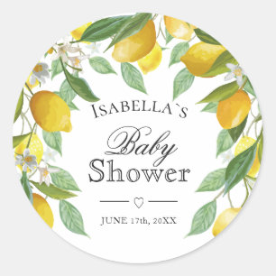 Modern Lemons Boho Summer Baby Shower Classic Round Sticker