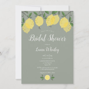 Modern Lemons Sage Green Bridal Shower Invitation