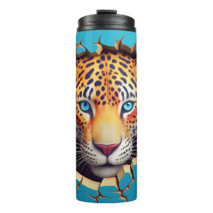Modern Leopard 3D Animal Blue  Thermal Tumbler