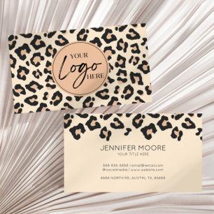 Modern Leopard Cheetah Custom Company Logo Business Card