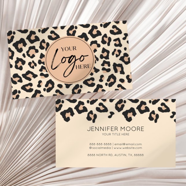 Modern Leopard Cheetah Custom Company Logo Business Card (Creator Uploaded)