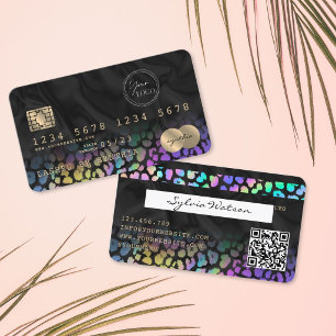 Modern Leopard Cheetah Logo QR Code Credit Card