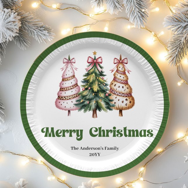 Modern Leopard Christmas Tree Personalized Paper  Plate (Modern Leopard Christmas Tree Personalized Paper Plates)