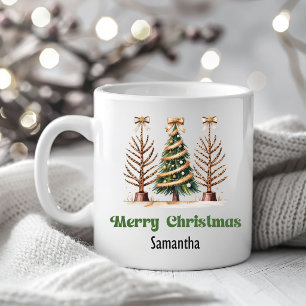 Modern Leopard Christmas Trees Personalised Mug