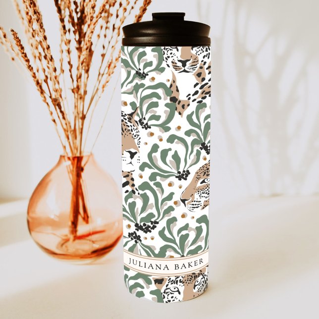 Modern Leopard Foliage Personalised Thermal Tumble Tumbler (Creator Uploaded)
