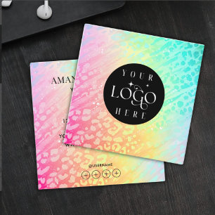 Modern Leopard Glitter Professional Logo Square Square Business Card