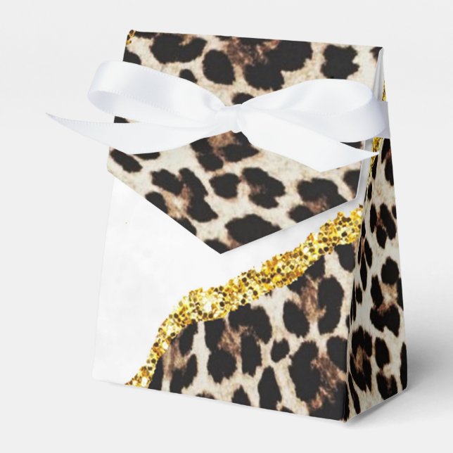 Modern Leopard Gold Agate Geode Monogram Favour Bo Box (Front Side)