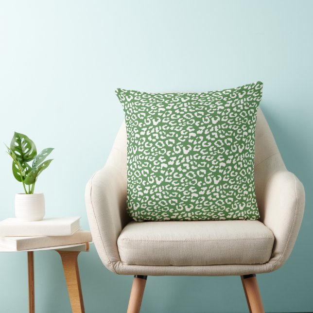 Modern Leopard Green Animal Print Pattern Cushion (Chair)