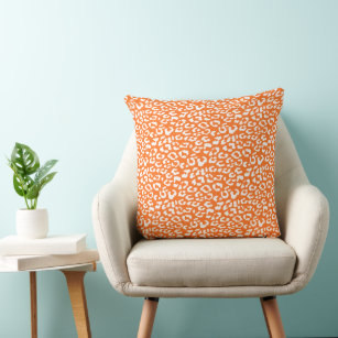 Modern Leopard Orange Animal Print Pattern Cushion