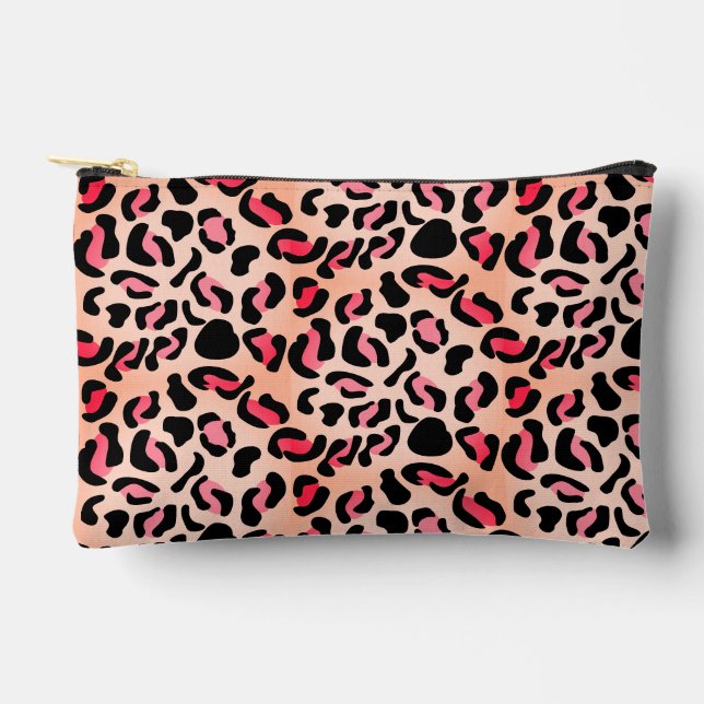 Modern Leopard Pattern Animal Print Accessory Pouch (Front)