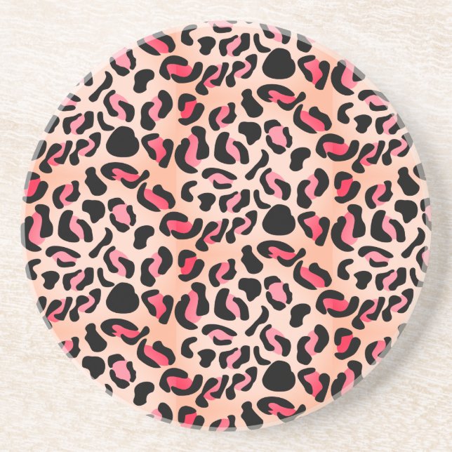 Modern Leopard Pattern Animal Print Coaster (Front)