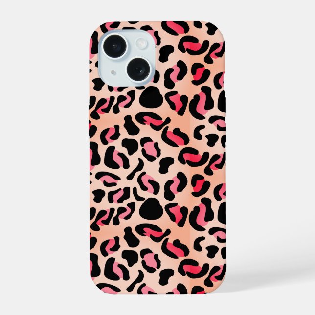 Modern Leopard Pattern Animal Print iPhone 15 Case (Back)