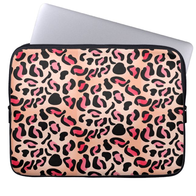 Modern Leopard Pattern Animal Print Laptop Sleeve (Front)