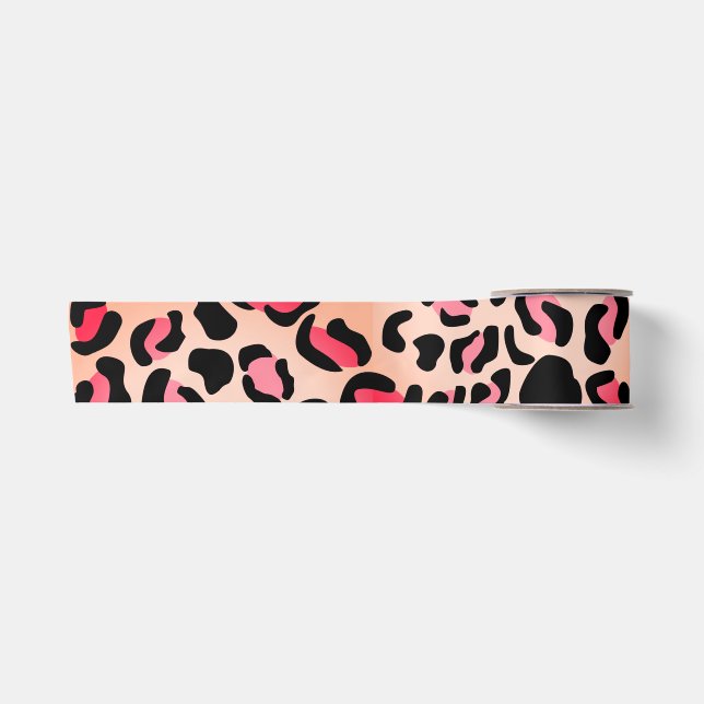 Modern Leopard Pattern Animal Print Satin Ribbon (Front)