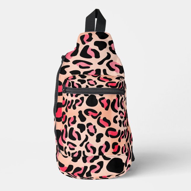Modern Leopard Pattern Animal Print Sling Bag (Front)