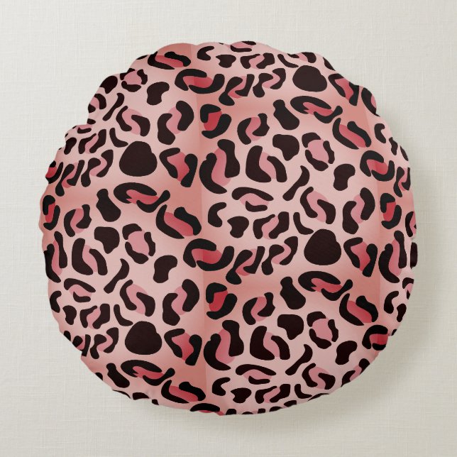 Modern Leopard Pattern Animal Round Cushion (Front)