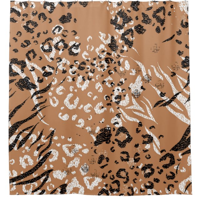 Modern leopard. Pattern. Background. Wild nature. Shower Curtain (Front)