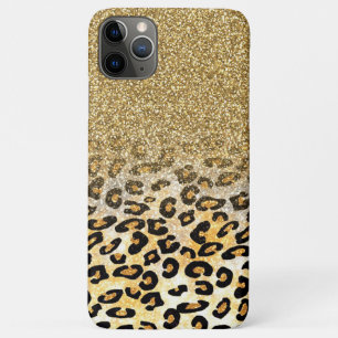  Modern Leopard Pattern Gold Glitter Ombre Case-Mate iPhone Case