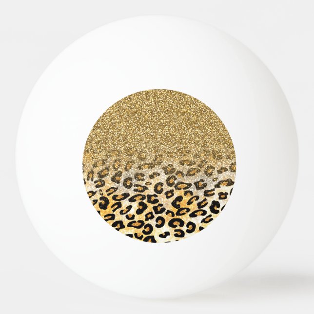  Modern Leopard Pattern Gold Glitter Ombre Ping Pong Ball (Front)