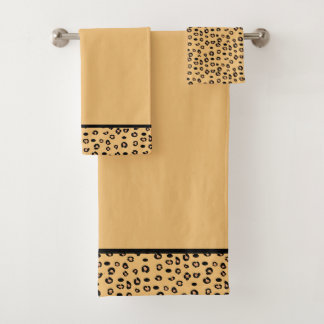Modern Leopard Pattern on Light Orange Bath Towel Set