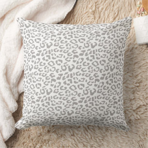 Modern Leopard Pewter Grey Animal Print Pattern Cushion