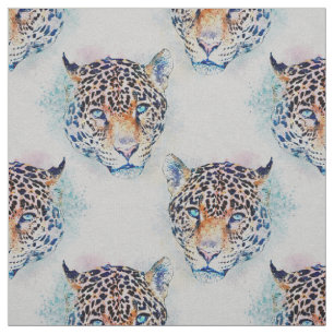 Modern Leopard Portrait Colourful Painting Fabric