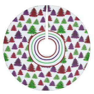 Modern Leopard Print Colourful Christmas Trees Brushed Polyester Tree Skirt