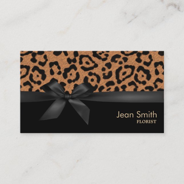 Modern Leopard Print Florist Business Card (Front)