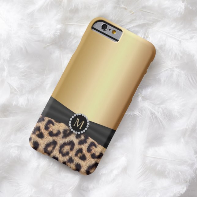 Modern Leopard Print Gold Monogram iPhone 6 Case (In Situ)