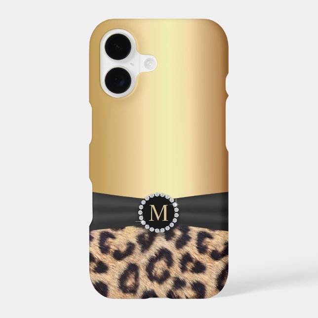 Modern Leopard Print Gold Monogram iPhone 7 Case (Back)