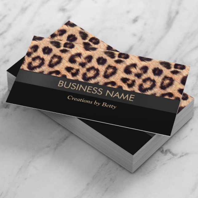 Modern Leopard Print Jewellery Designer Business Card (Creator Uploaded)